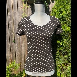 H&M Black and Beige Polka-dot Blouse